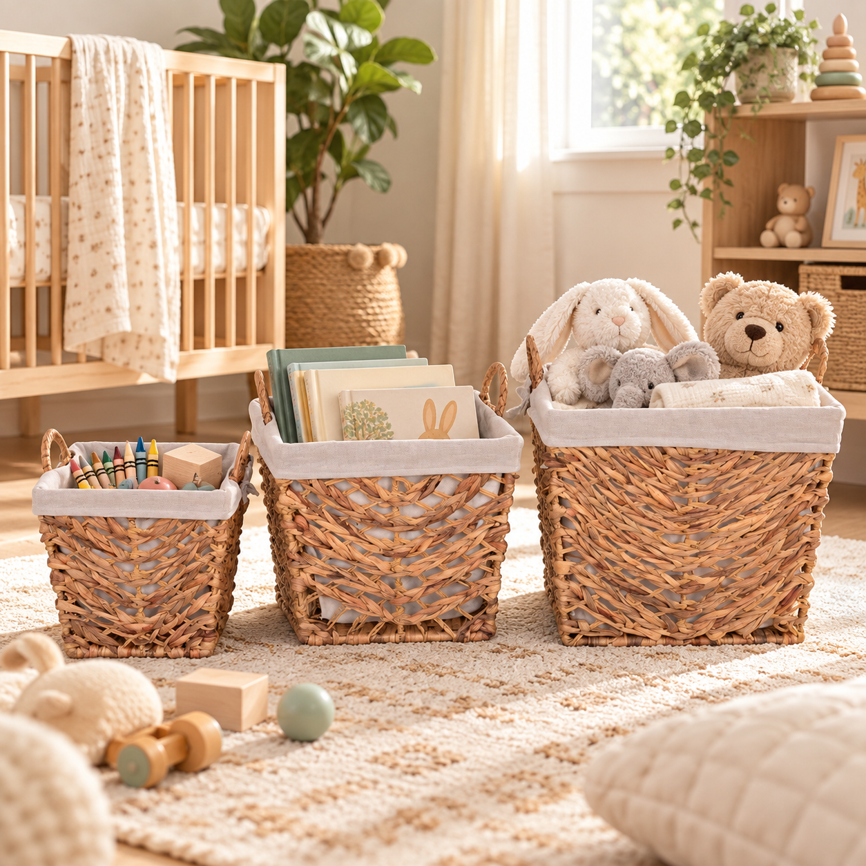 Bahçem Dekoratif Water Hyacinth Sepet 3'Lü Set