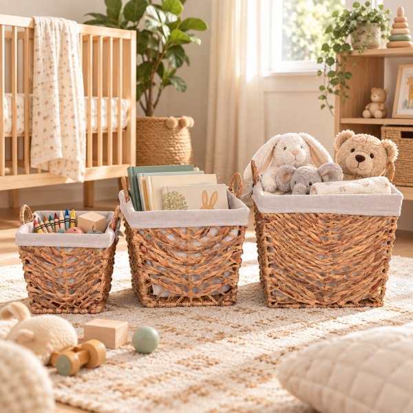 Bahçem Dekoratif Water Hyacinth Sepet 3'Lü Set