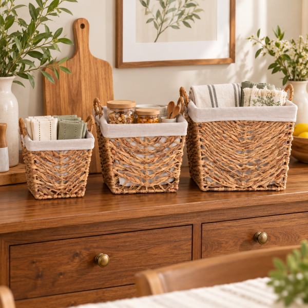 Bahçem Dekoratif Water Hyacinth Sepet 3'Lü Set