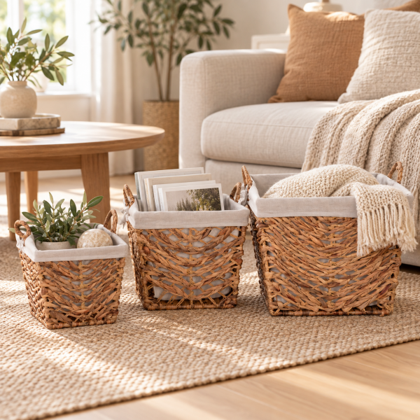 Bahçem Dekoratif Water Hyacinth Sepet 3'Lü Set