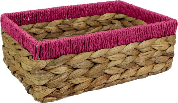 Bahçem Dekoratif Water Hyacinth / Su Sümbülü Dikdörtgen Kırmızı Detaylı Sepet 3'lü Takım Set