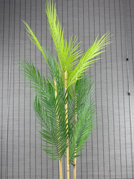 Bahçem Dekoratif Yapay Yapraklı Hasır Sea Grass/Siyah Koton Saksılı Areka Palmiye Ağacı 3 Gövde 120cm