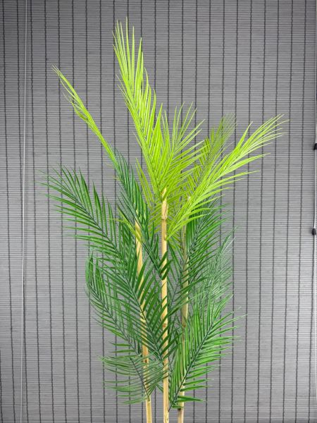 Bahçem Dekoratif Yapay Yapraklı Hasır Sea Grass/Siyah Koton Saksılı Areka Palmiye Ağacı 3 Gövde 120cm