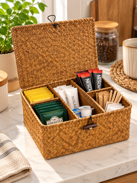 Bahçem Kapaklı Bölmeli Doğal Bambu Organizer – Çok Amaçlı Dekoratif Düzenleyici Kutu