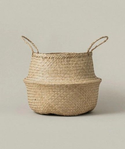 Bahçem Natural Katlanabilir Hasır Sepet Saksılık 28x30cm