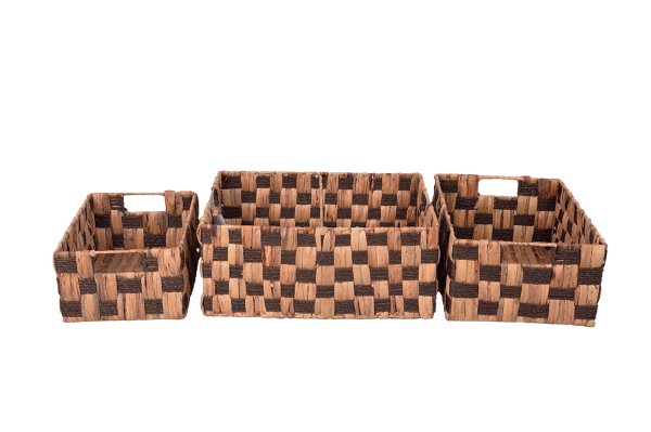 Bahçem Dekoratif Water Hyacinth / Su Sümbülü Hasır Sepet 3'Lü Takım Set