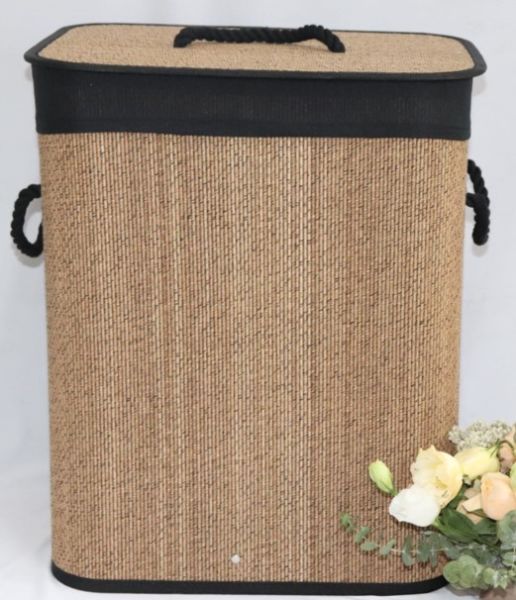 Bahçem Bambu 2 Bölmeli Kirli Çamaşır Sepeti Dikdörtgen 52X32X63 CM