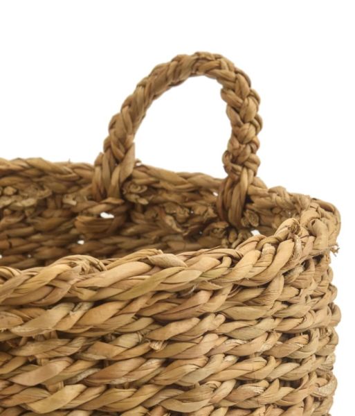 Bahçem Dekoratif Natural Renk Yuvarlak Seagrass Hasır Saksı/Sepet/Organizer 3'lü Set