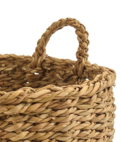 Bahçem Dekoratif Natural Renk Yuvarlak Seagrass Hasır Saksı/Sepet/Organizer 3'lü Set