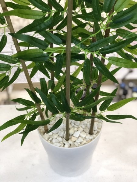 Yapay Yapraklı Saksılı  Dekoratif Bambu Çubukları 150 cm 5 Adet