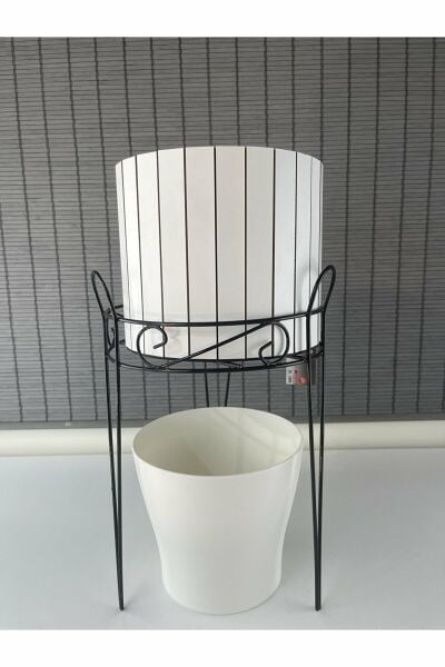 Bahçem Dekoratif Ferforje Ayaklı Ahşap Saksı,Saksı Standı 25,5x50cm