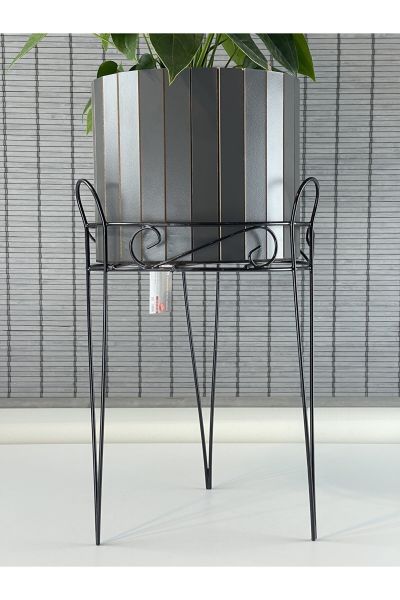 Bahçem Dekoratif Ferforje Ayaklı Ahşap Saksı,Saksı Standı 25,5x50cm