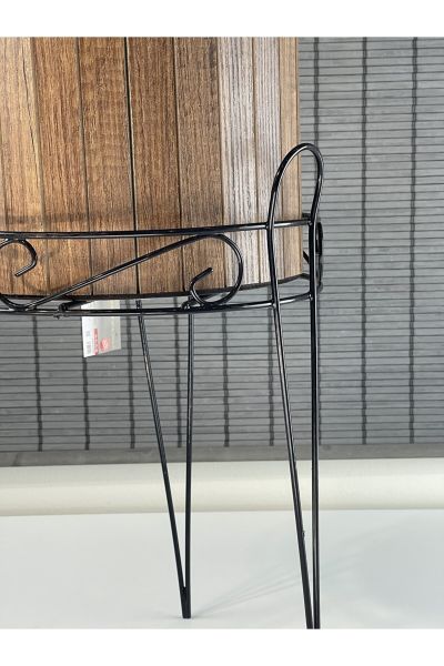 Bahçem Dekoratif Ferforje Ayaklı Ahşap Saksı,Saksı Standı 25,5x50cm